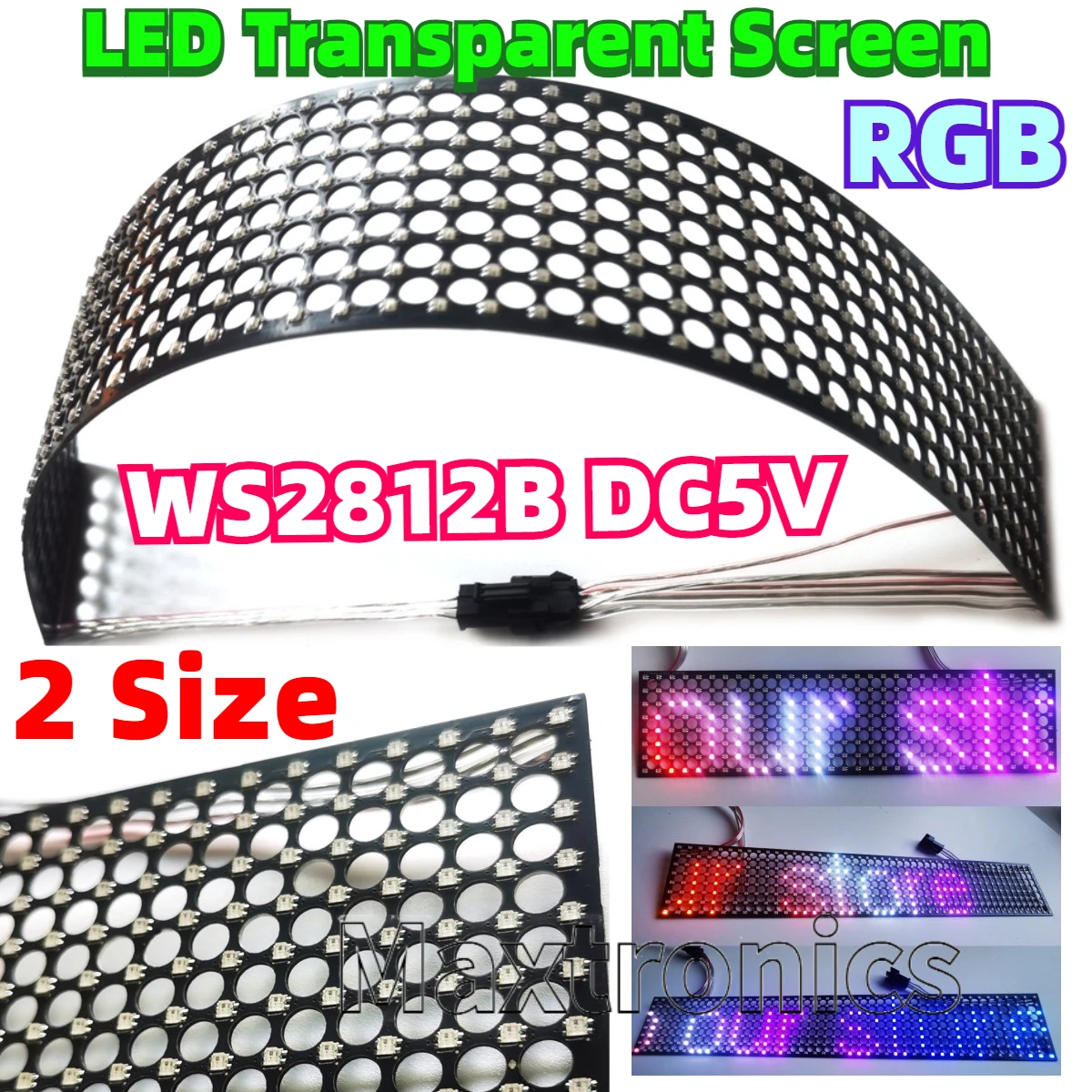Ws2812B - Écran Transparent LED WS2812B, polychrome, rvb,