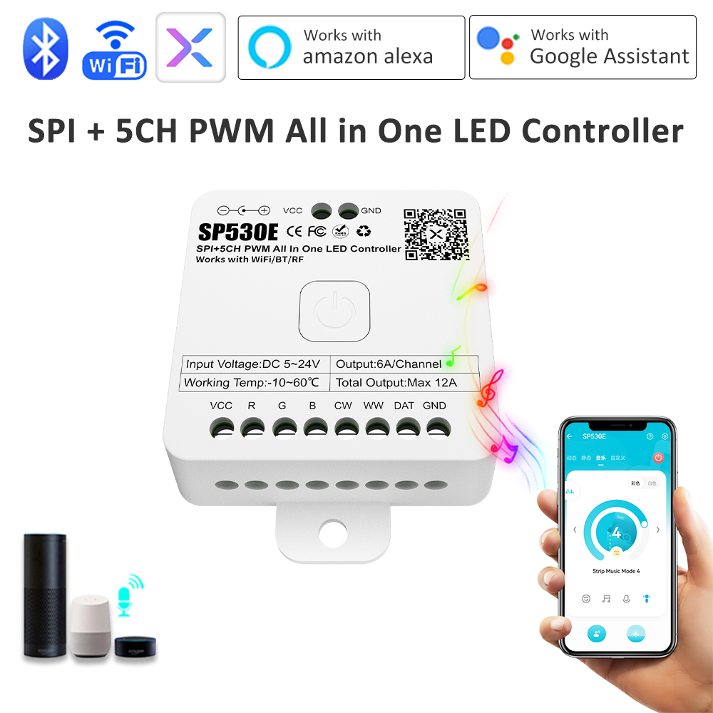 Ws2812B Strip 5V - Contrôleur LED tout-en-un SP530E 12V 24V