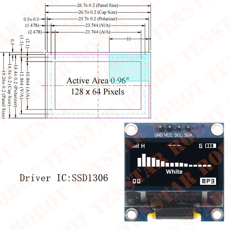 TENSTAR 0.96 pouces OLED SSD13 - Ssd1306 avis et prix