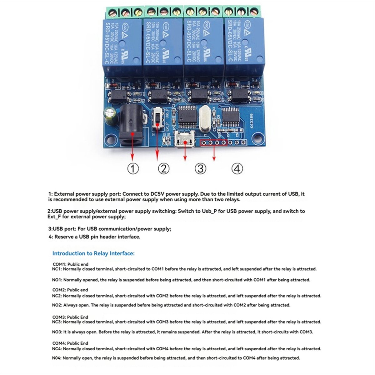 Module de relais USB 4 canaux  - Relay Module 4 Channel avis et prix